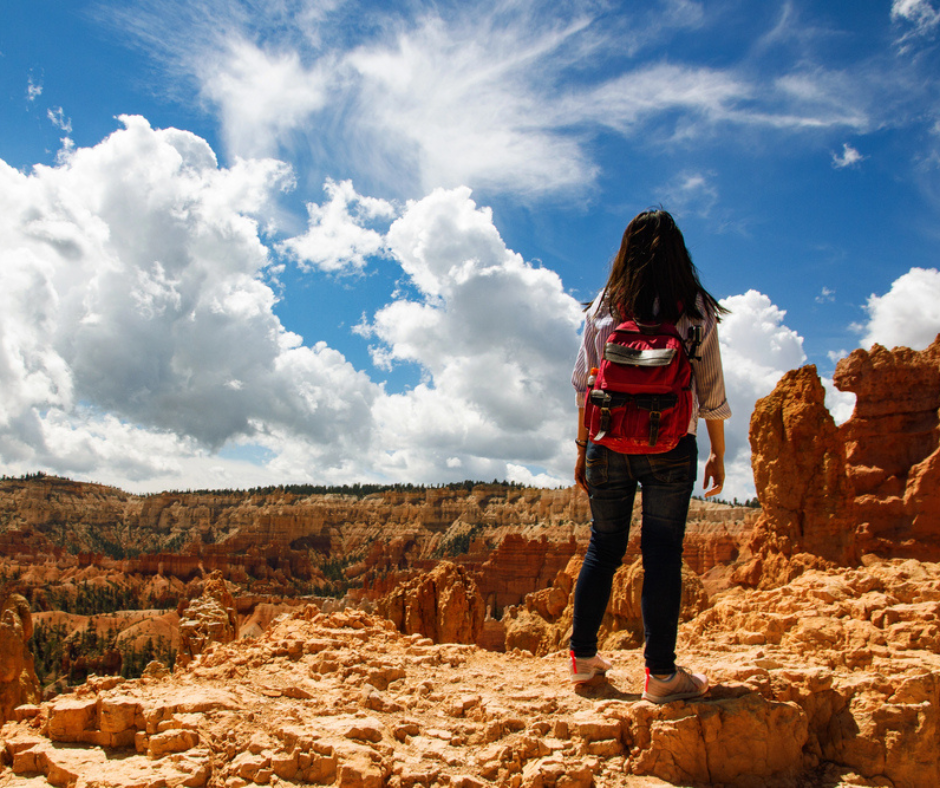 a person hiking in southern utah
